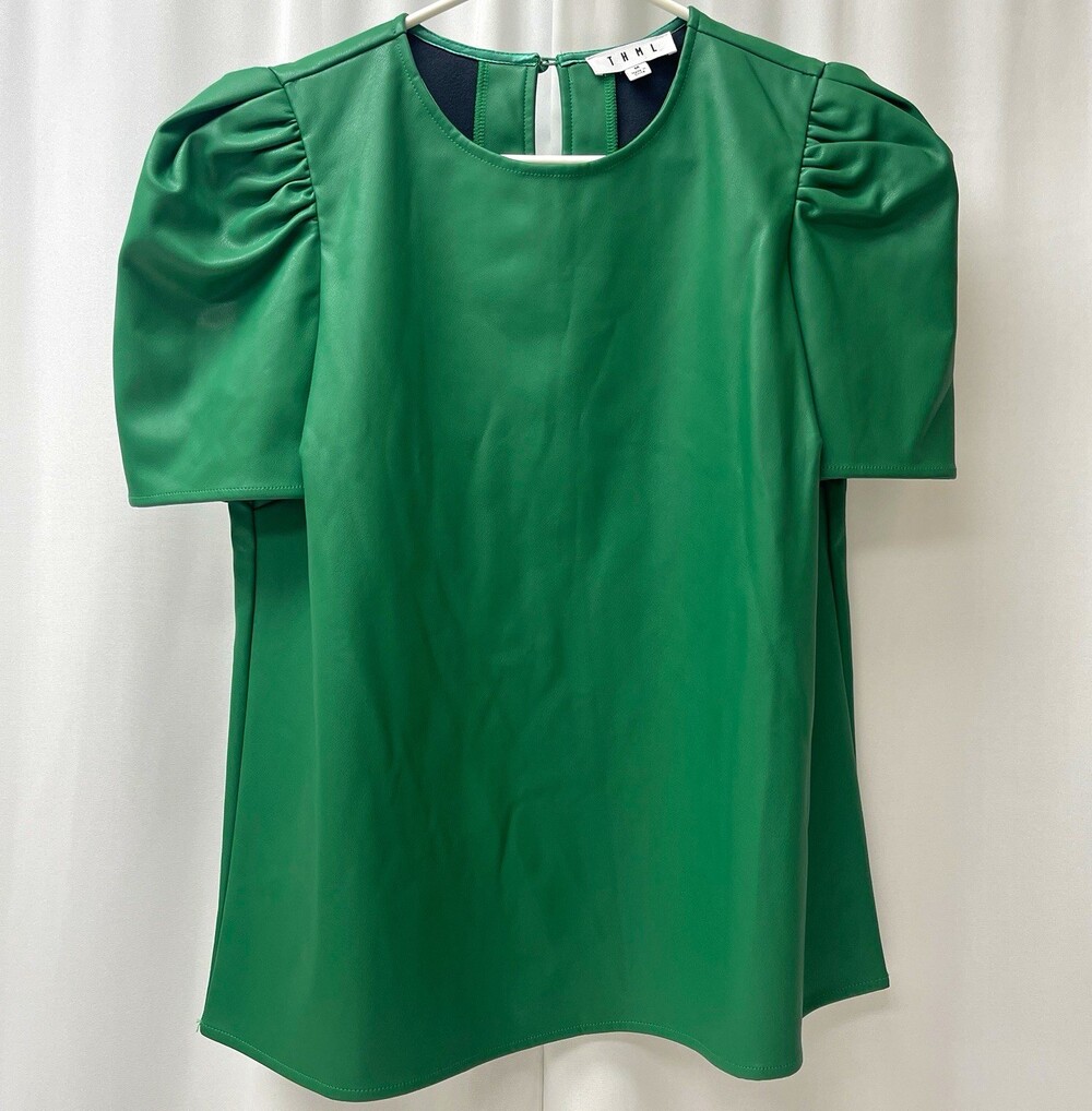 THML Green Puff Sleeve Blouse